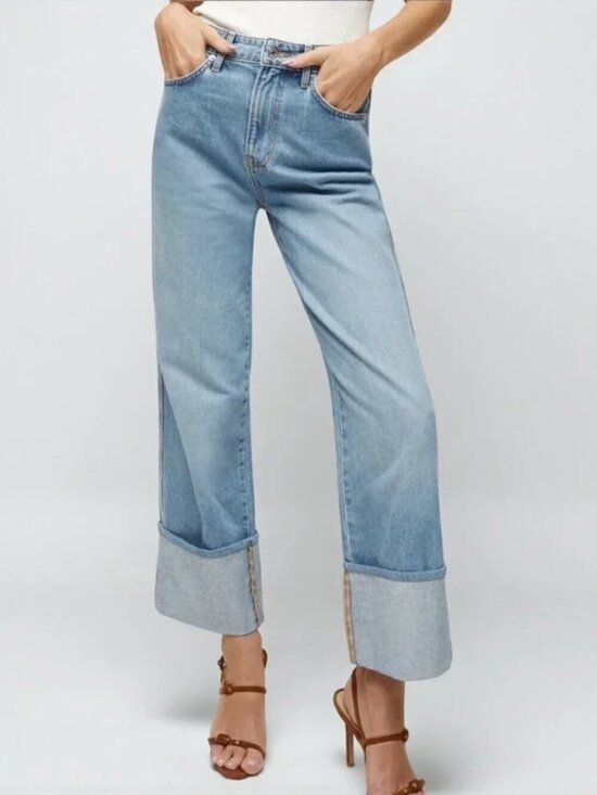 Veronica Beard Denim - Veronica Beard Dylan Cuffed Straight Leg Jean in Silverwood Blue
